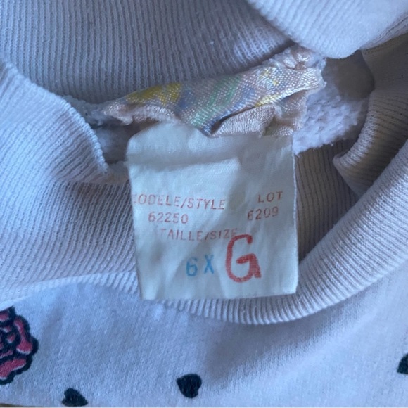 Vintage sweater girls size 6X kitty cat kitten pullover roses hearts - Picture 5 of 5